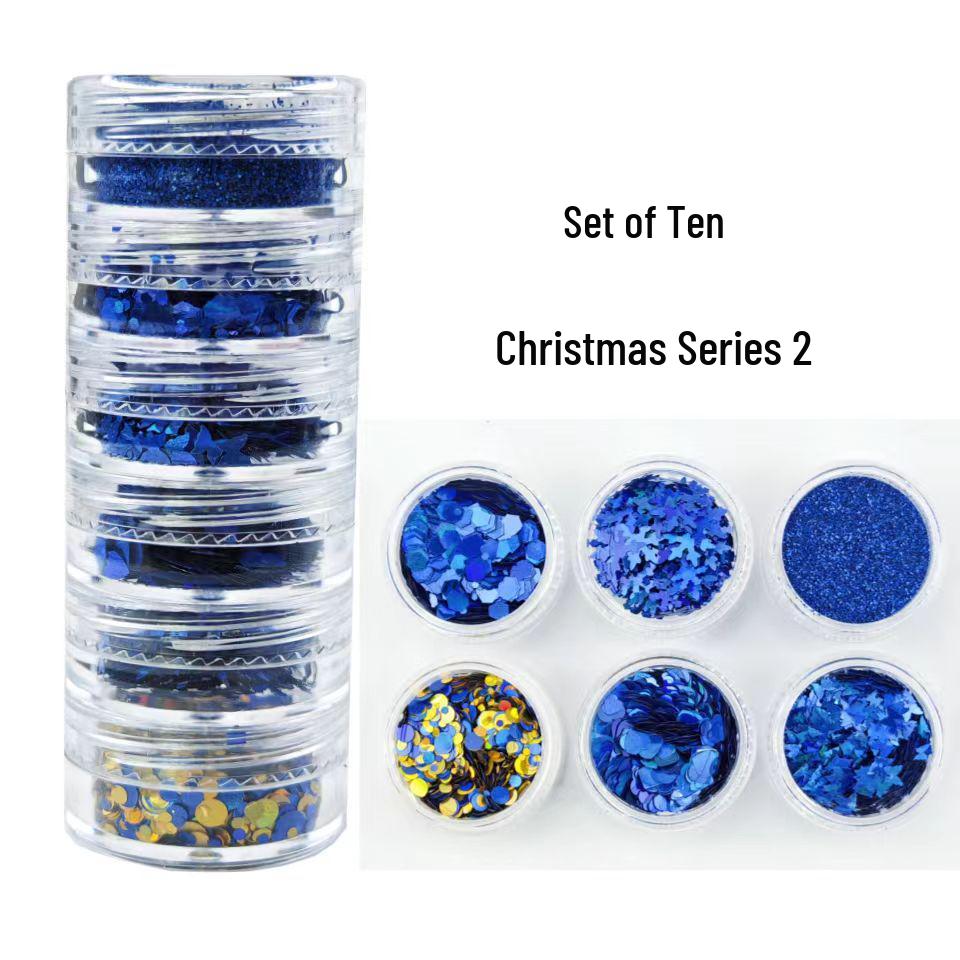 6dílná podzimní a zimní sada třpytivého nail artu s javorovými listy