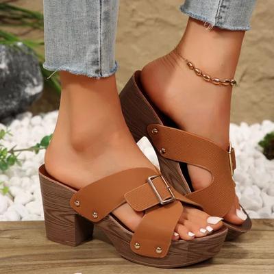 Yaz Kadın Sandalet Kare Yüksek Topuk Platform Süet Günlük Zımbalı Pompa Açık Burun Kadın Zarif Bayan Ayakkabıları Zapatos De Mujer