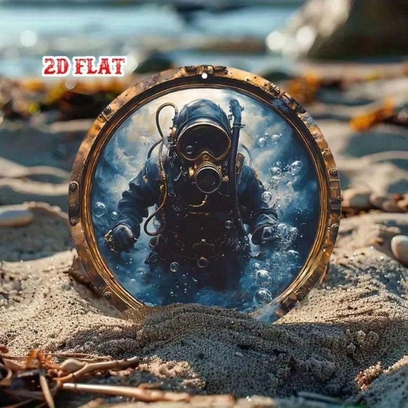 Vintage Metal Wall Art Sign Round Nautical Porthole 7.8 Inch for Home Bar Decor