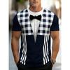 T-shirt Homme Été Imprimé Carreaux 3D Col Rond