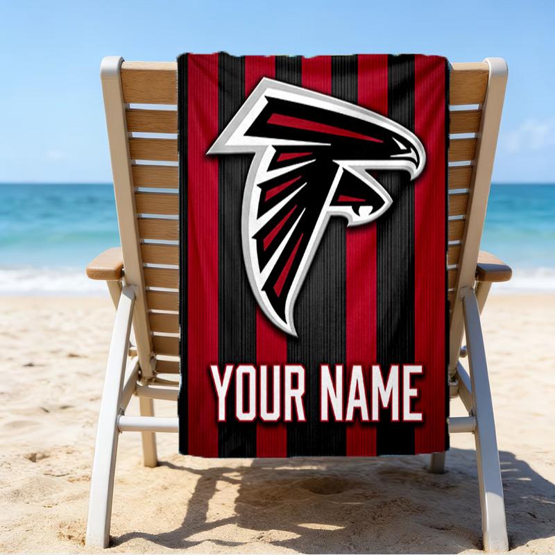 Custom Name Beach Towel Atlanta-Falcons Rise Up Beach Towel, Soft Microfiber, Gift for Her/Him, Birthday, for Pool, Beach, Travel, Fan gifts
