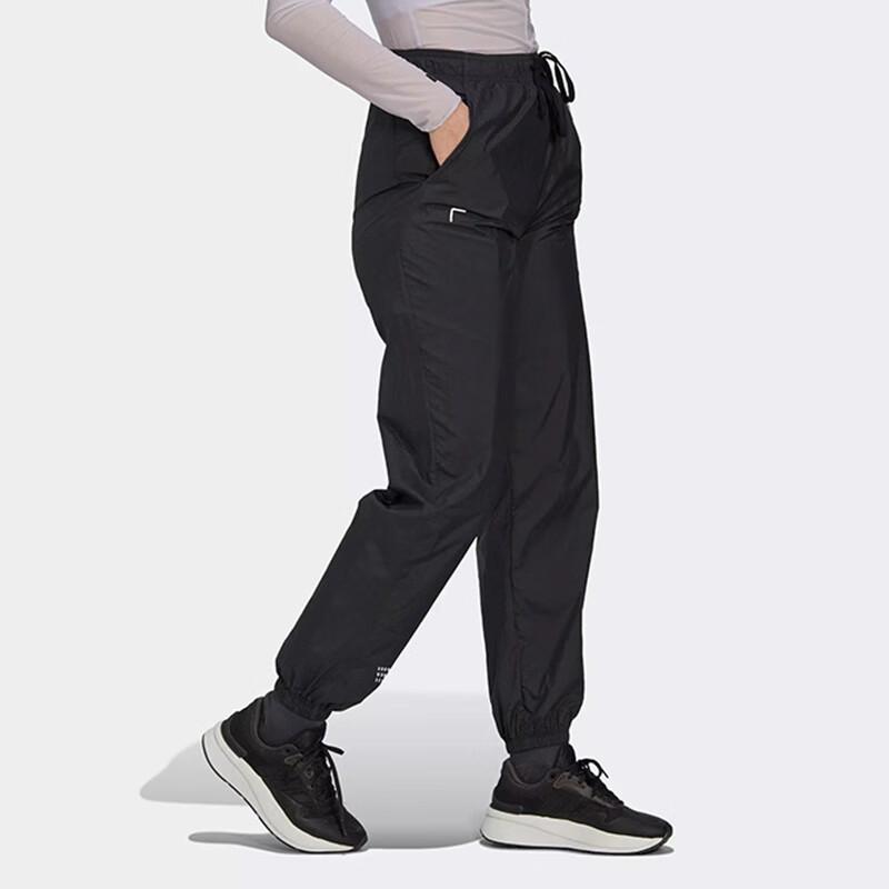 Adidas SS23 Solid Color Logo Print Cuffed Casual Pants Women Bottoms Black HG4369