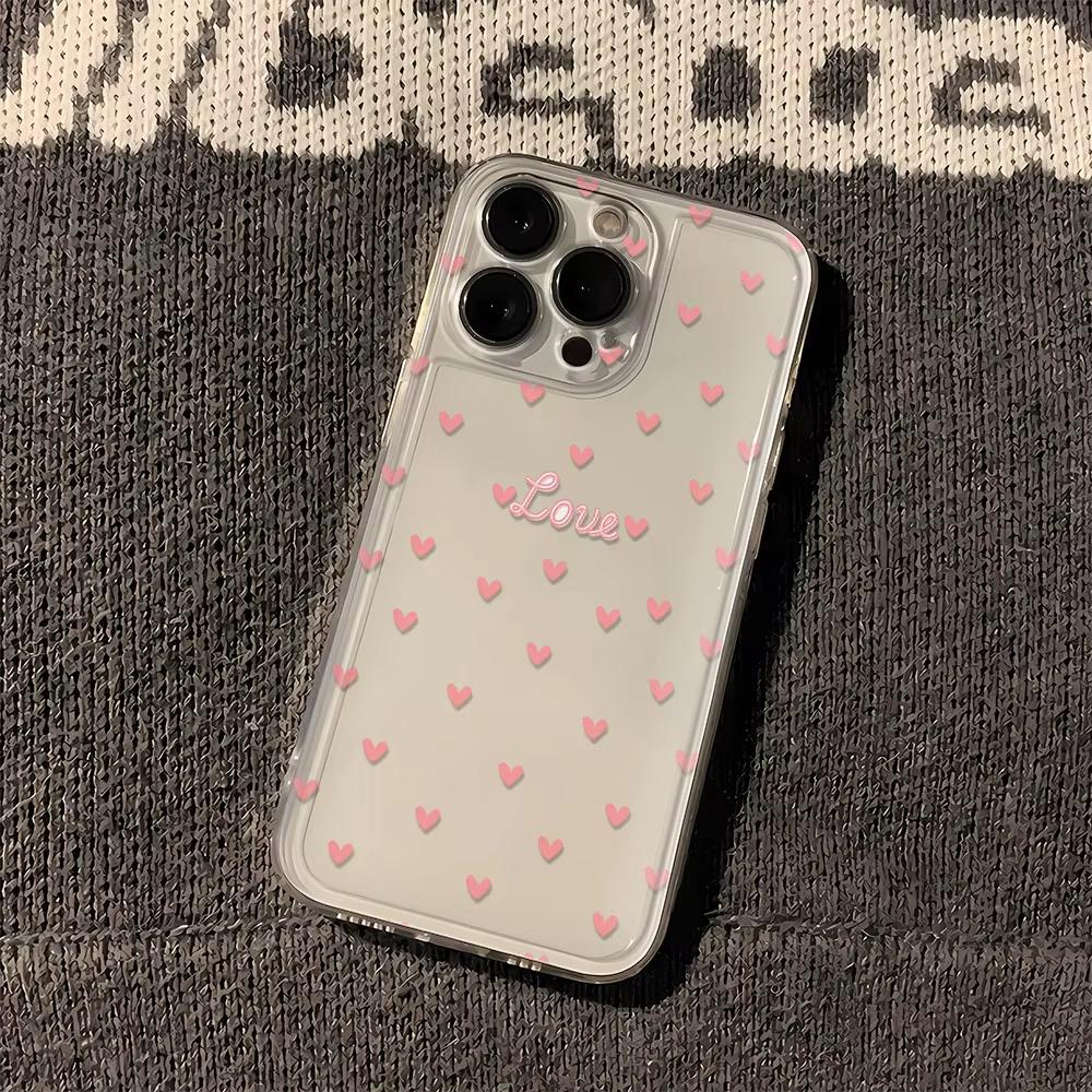 Luminous Love Print Clear Phone Case for iPhone 17 Pro Max 16 15 Pro 14 13 12 11 XR 17Air 16 Plus Silicone Cover