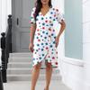 Beach Dresses For Women Spring Summer Elegant Wrap V Neck Floral Boho Dress Flowy Ruched Hawaiian Maxi Dress