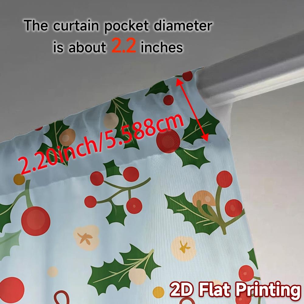 2pcs,Curtains Christmas Bells Holly (2) Contemporary Chic Curtains Machine Washable Fabric Curtains Thermal Insulation, and Room