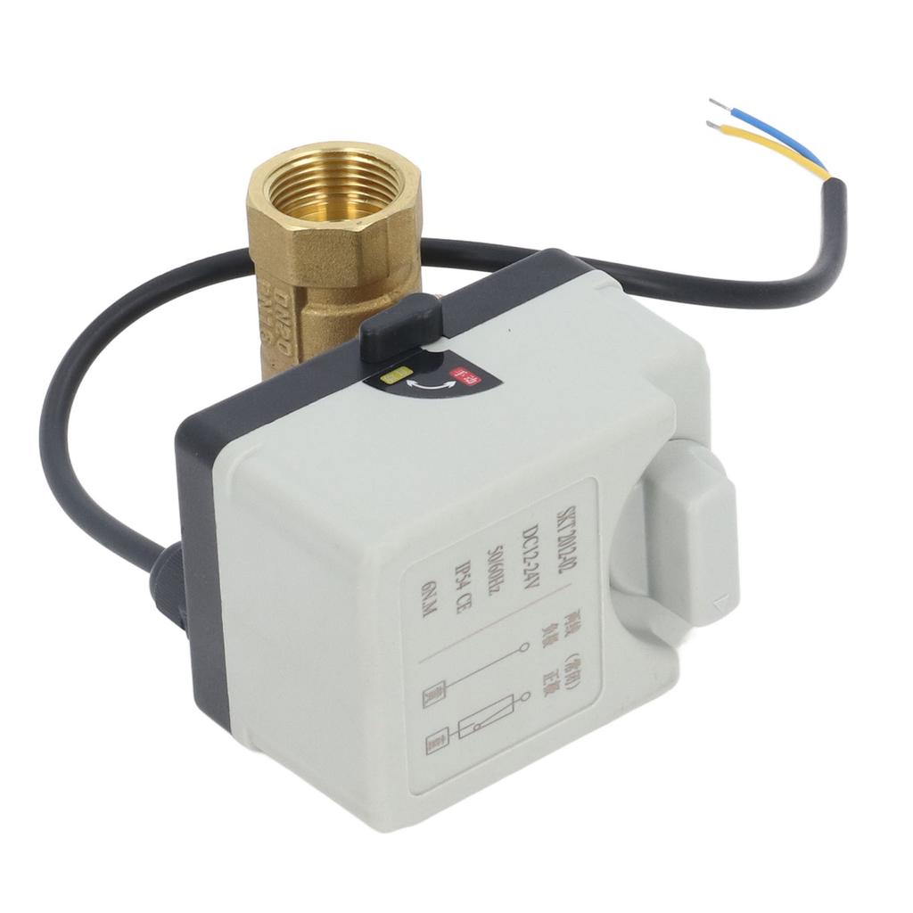 Normalerweise Geschlossenes Motorisiertes Kugelhahn IP54 Messingkörper ABS-Gehäuse 2-Wege Elektrisches Kugelhahn DC12‑24V DN20 3/4 Zoll