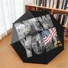 1 Stück Künstlerischer Amerikanischer Flaggen-Regenschirm Tragbarer Faltregenschirm Eisenrahmen Lochknochenstruktur Outdoor Heim-Regenschirm