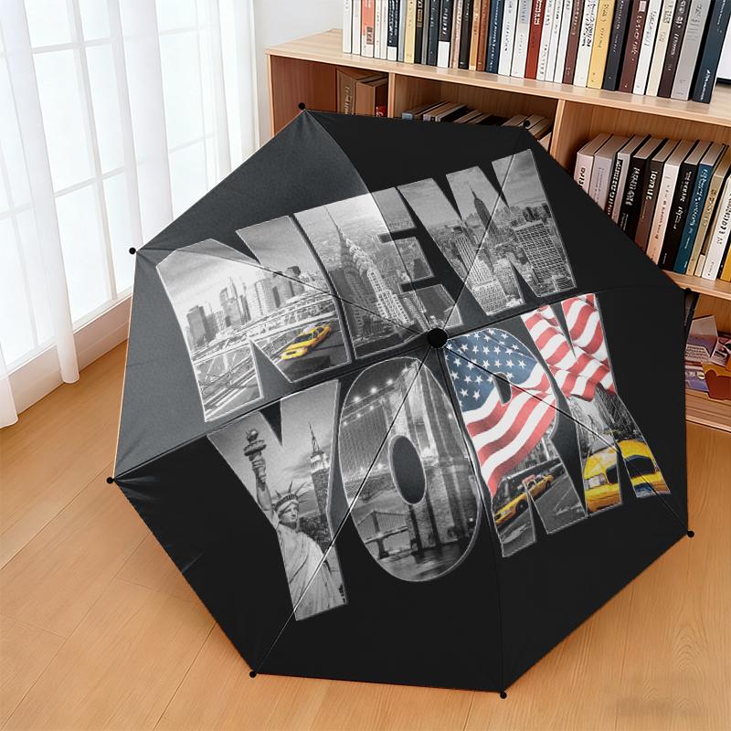 1 Stück Künstlerischer Amerikanischer Flaggen-Regenschirm Tragbarer Faltregenschirm Eisenrahmen Lochknochenstruktur Outdoor Heim-Regenschirm