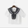 Japanese Embroidery Gray JK School Uniform: Sailor Suit with Short/Long Sleeves & Pleated Skirt for Spring/Autumn.
