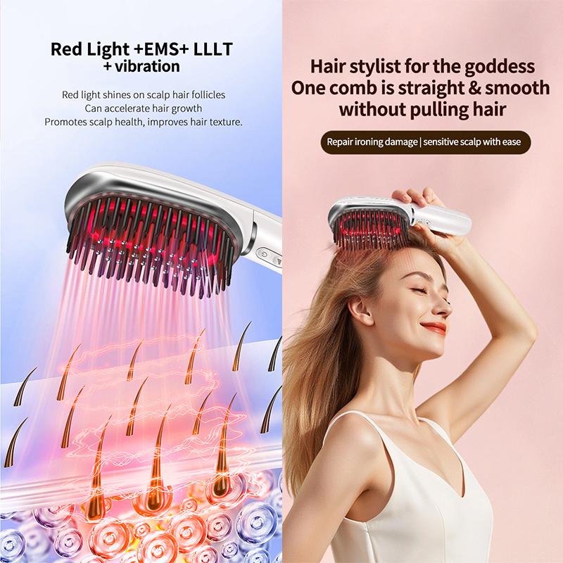 EMS Electric Head Massage Comb EMS Vibration Hair Care Anti-hair Loss Head Therapy Red and Blue Light Hair Growth Health