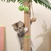 Cat Toy Realistic Coconut Tree Shape Scratching Post with Sisal Claw Grinding Column Hanging Balls Interactive Cat Scratcher