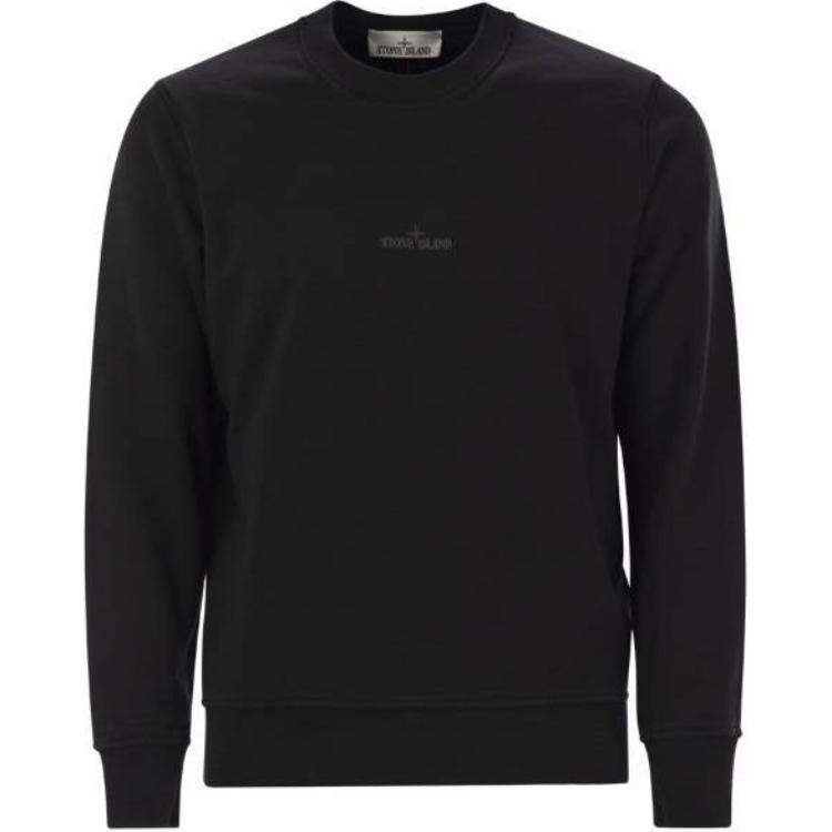 Stone Island Geribde Kraag Ronde Hals Lange Mouwen Sweatshirt Heren sweatshirt Zwart K1S1561006-65S0083-V0029 XXL