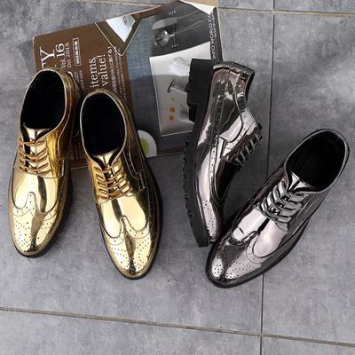 Herren Formelle Lederschuhe Luxusmode Hochzeit Oxford Schuhe Herren Marke Herren Kleiderschuhe Goldener Glitzer Brogue Lederschuhe
