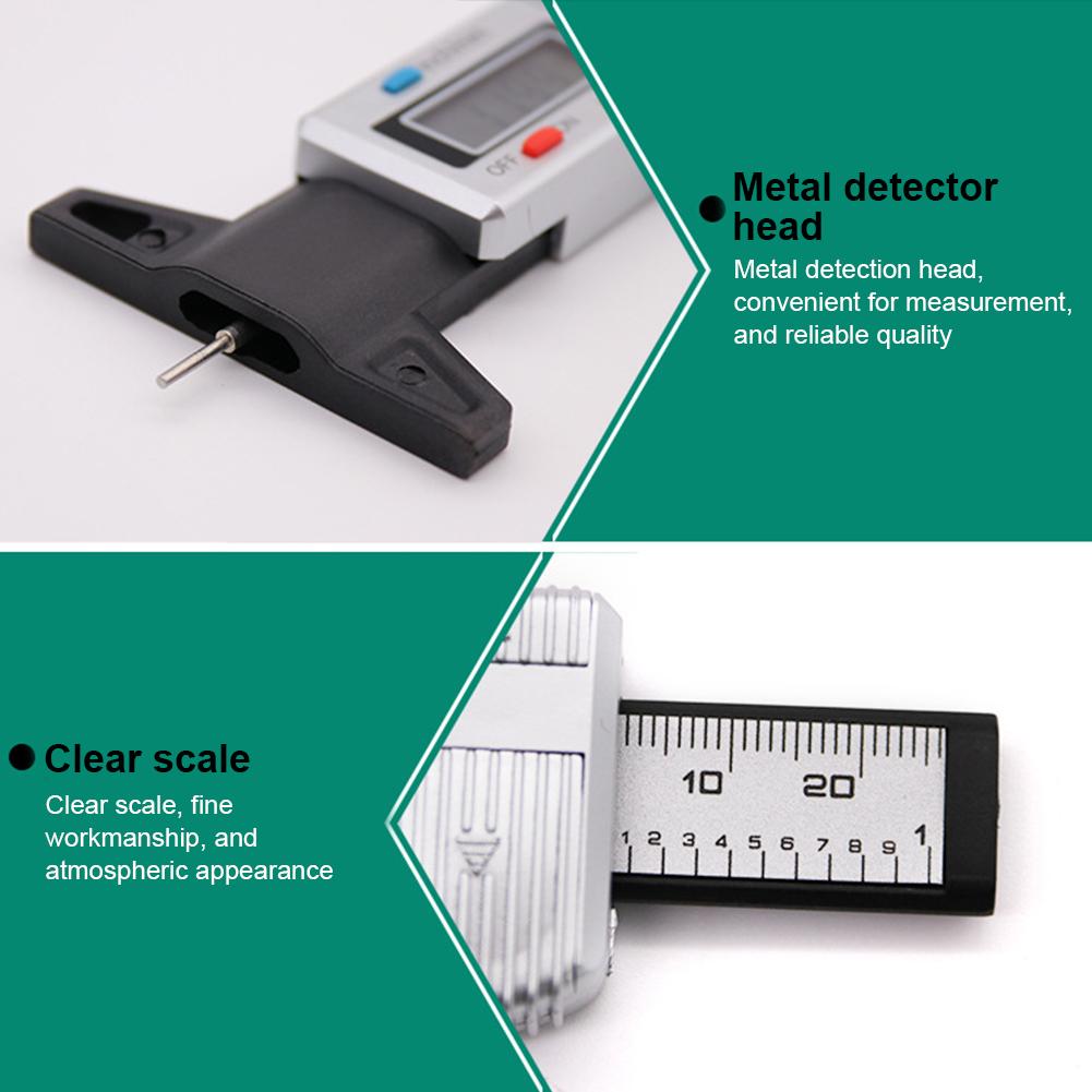 Digital Tread Depth Gauge Battery Operated Thickness Gauge High Precision Automobile Tire Wear Detection Measuring Depth Caliper