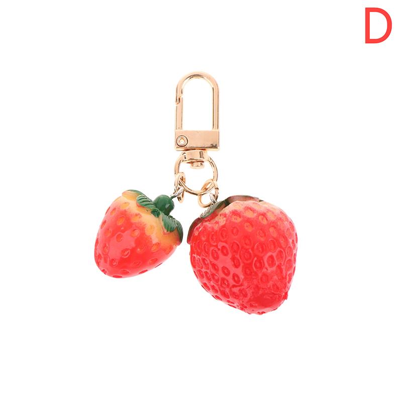 1 Stück Erdbeere Rotes Herz Schlüsselbund Schlüsselbund Für Frauen Mädchen Schmuck Simulierte Frucht Niedlich Auto Schlüsselhalter Schlüssel Zubehör