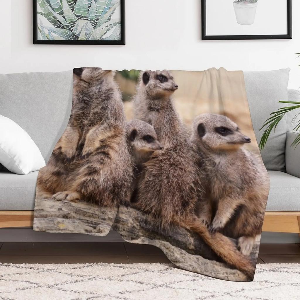 Meerkat family Throw Blanket Cozy Throw Blanket Birthday Gift for Him Her