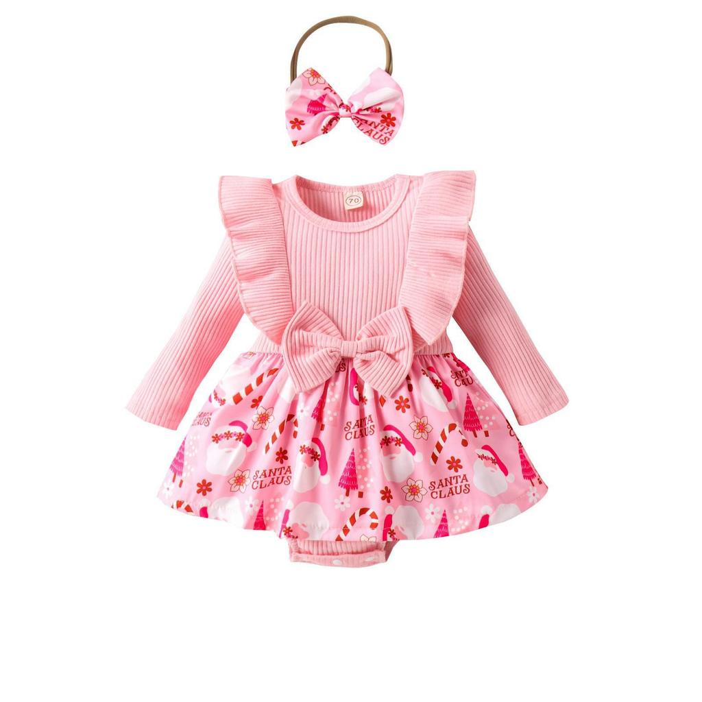 Baby Girl's Bowknot Dress Bodysuit with Hairband (Spring/Autumn)