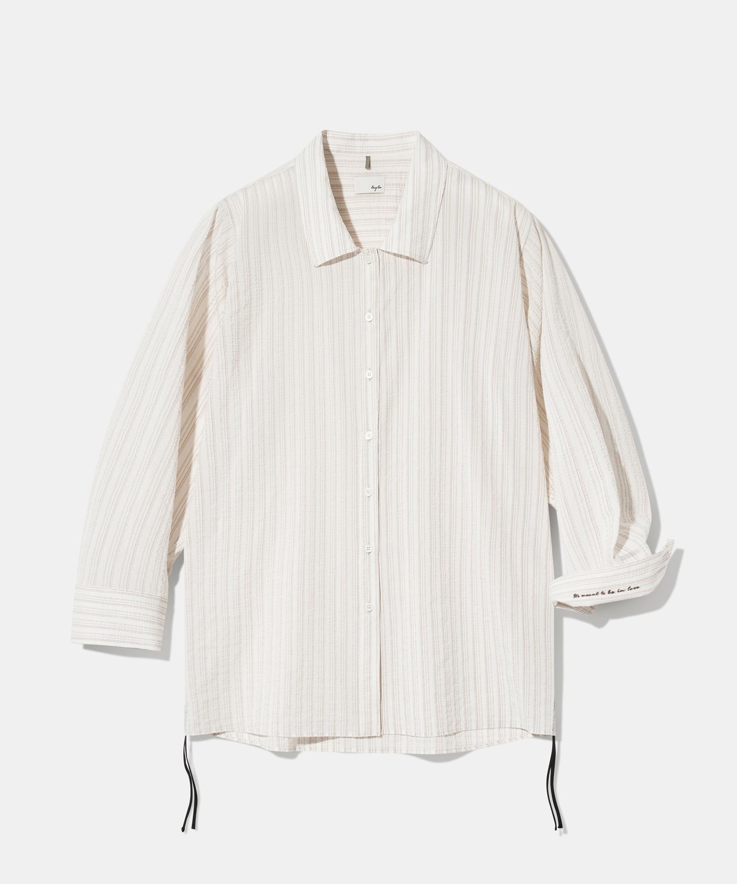 Diamond Leila Ol Vintage Pleated Stripe Shirt S145 - Vintage Brown & Ivory Stripe/L