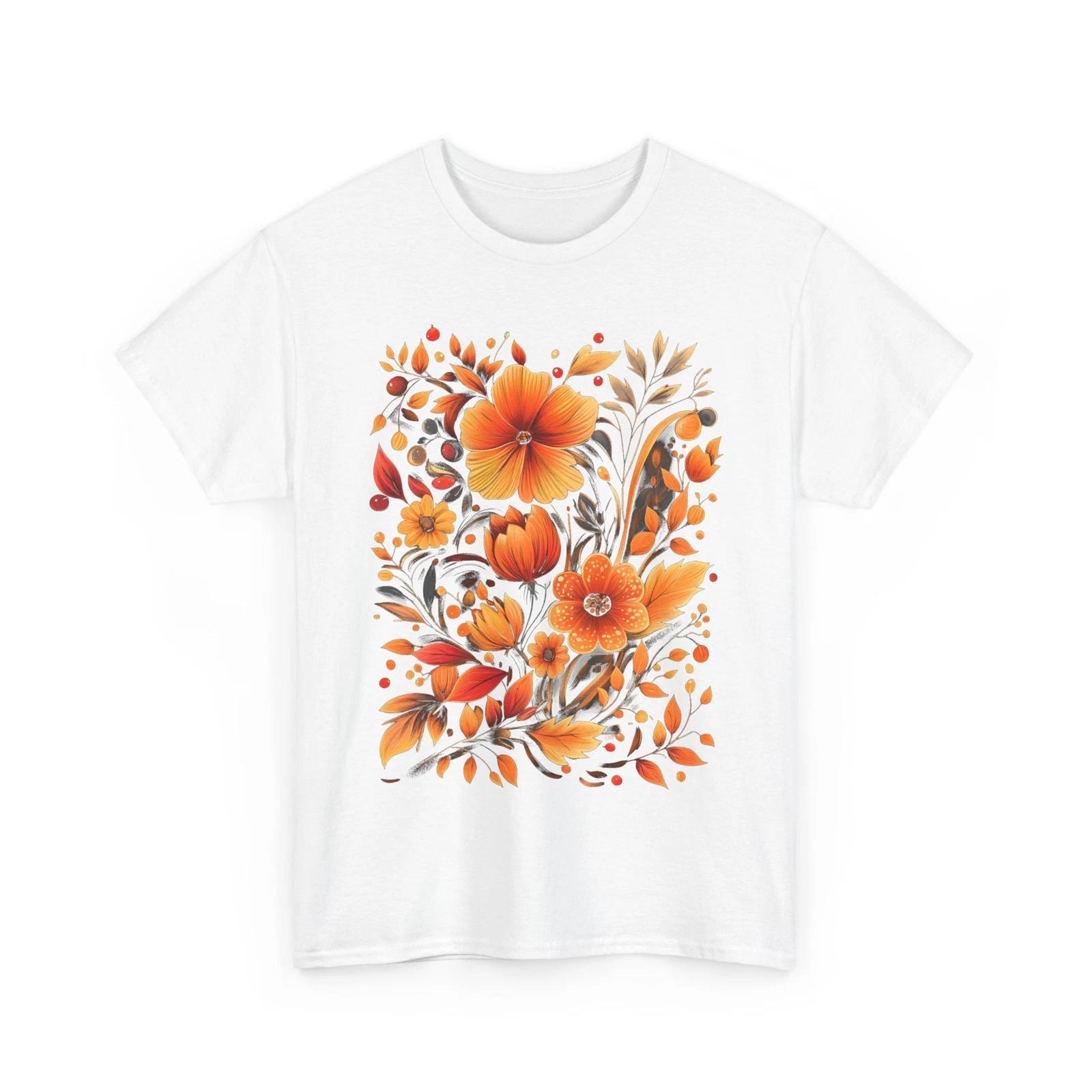 Fall Aesthetic T-Shirt | Autumn Leaves | Floral Fall Flowers Cottagecore Shirt 4XL