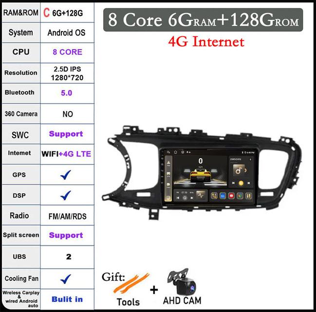 9 lnch For Kia K5 Optima 3 2011-2015 Car Radio Video 4G+wifi Multimedia Navigation GPS Stereo Android Auto Touch Screen