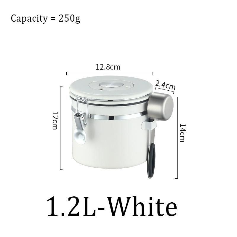 Stainless Steel Coffee Sealed Can Coffee Bean Storage Can with Date Tracker with Spoon One Way Exhaust Preservate Cafe Use
