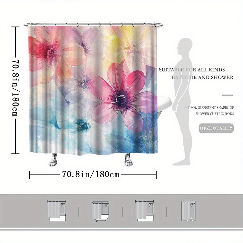Soft Pastel Floral Shower Curtain – Watercolor Pink & Peach Flowers, Dreamy Background, 70X70In, Polyester, Includes Hooks