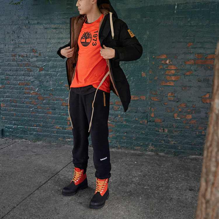 Timberland Outdoor Casual Short Waterproof Martin Boots Men Boots Orange Black A2KECW