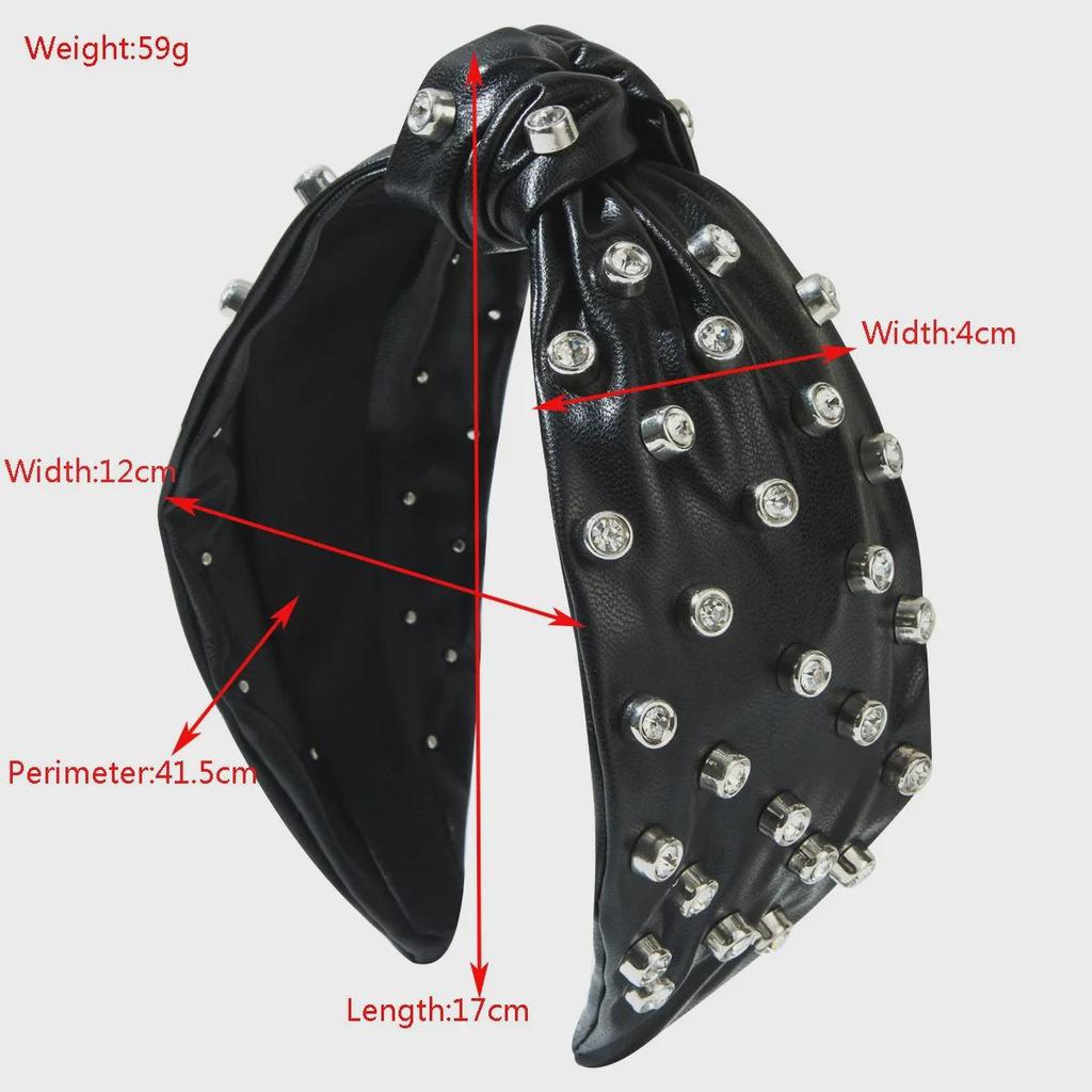 European & American Fashion Leather Headband: Women's Stylish Accessory with Unique Rivet Design for a Luxurious, Sweet, and Cool Look.