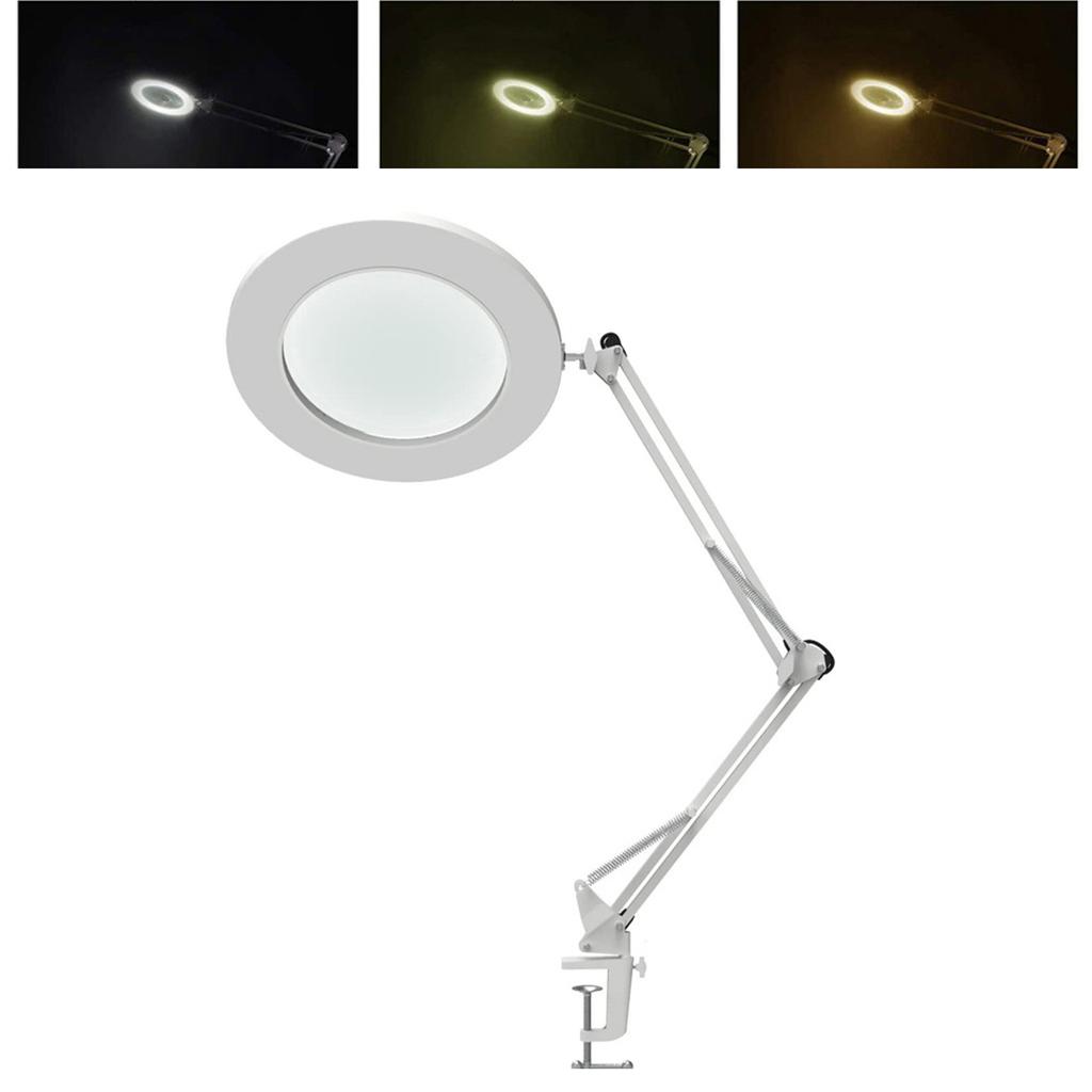 10X Vergrootglas met LED-licht Flexibele Arm Helderheid   3 Kleuren Werkbanklamp met Clip