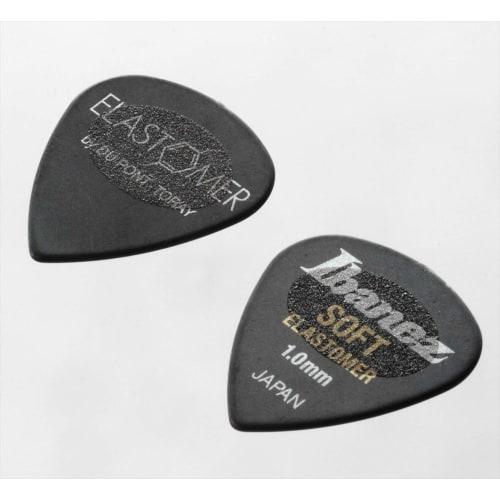 Ibanez BEL16ST10S-HBK: New Teardrop-Shaped Picks Made with New Elastomer, Soft Material, 1.0mm Thick, Non-Slip, Pack of 3
