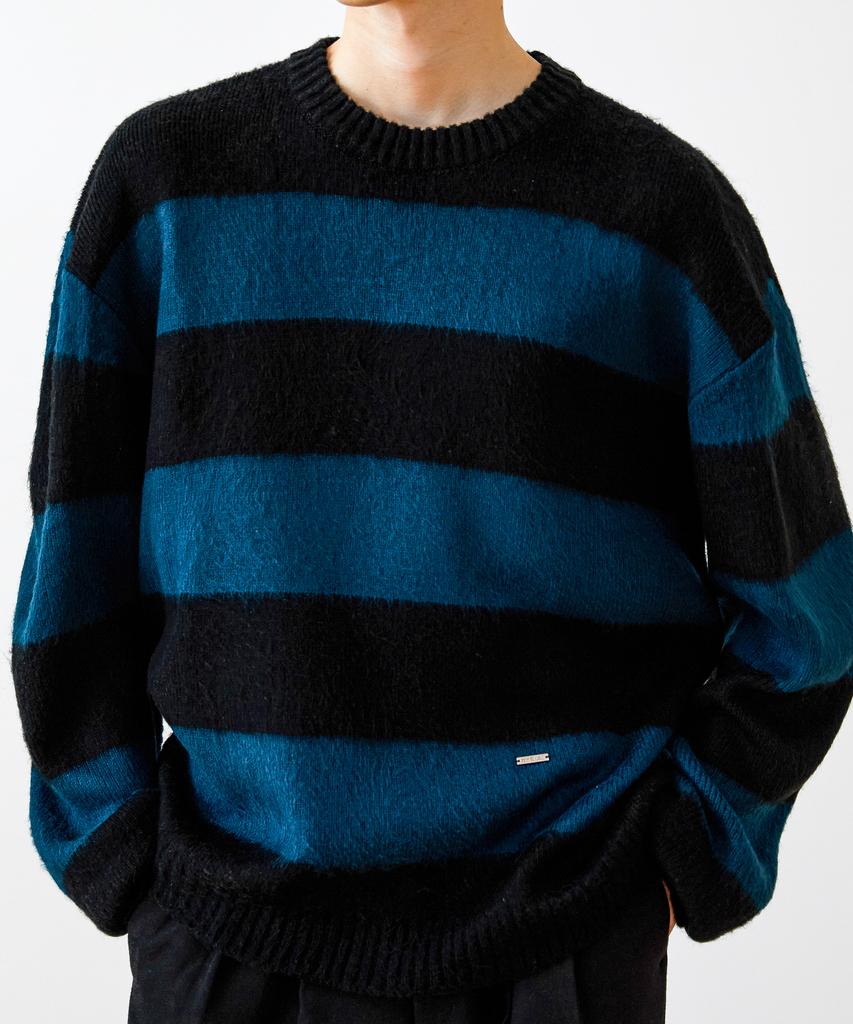TRIP LE SENS Hairy Stripe Knit_Blue Green