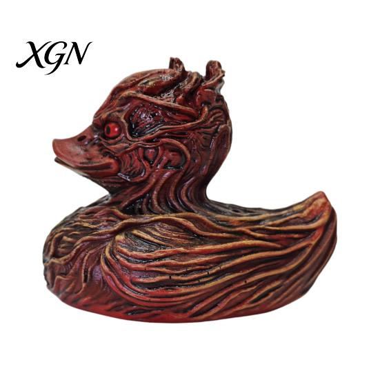 Kleines Harz-Autozubehör Halloween Horror Entenfigur, Teufelstier Statue, Gruseliges Badezimmerornament Gotisches Schreibtischdekor für Regal Schreibtisch