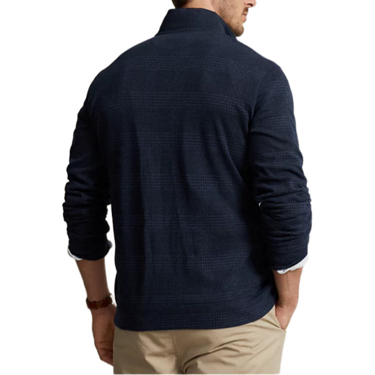 Polo Ralph Lauren Solid Color Half-Zip Pony Embroidered Long Sleeve Knit Sweater Men Sweater Blue 710916638-002