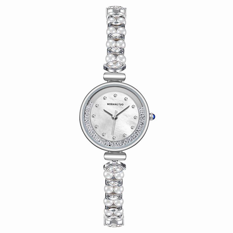 Diamond-Encrusted Light Luxury Pearl Bracelet Watch Women S Round Quicksand High-End Fritillary Women S Quartz Watch