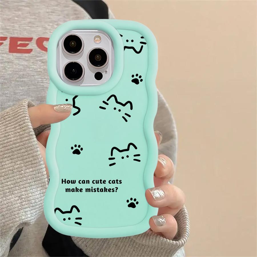 Cute Kitten Paw Prints Case for iPhone 16 Pro Max 14 XR 8 11 13 17 Air 12 15 Plus Soft Phone Cover