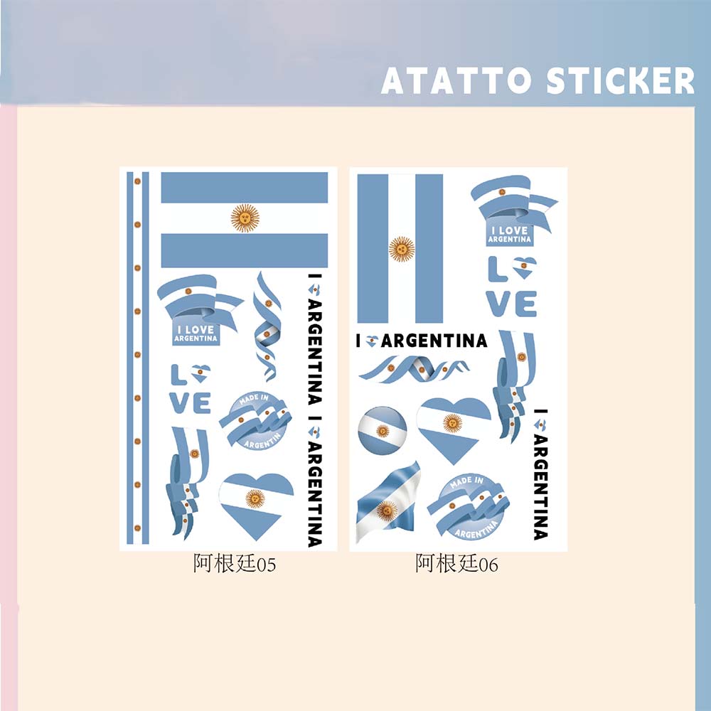 Set of 2 Temporary Tattoos National Flag Decals for Face and Arm, Body Decoration for Football Supporters for Sporting Events