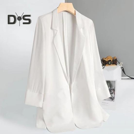 

Женский тонкий костюм, пальто с лацканами, рукав три четверти, пиджак, однотонный, свободный крой, с открытой передней частью, офисное женское пальто, рабочая одежда XL розовый