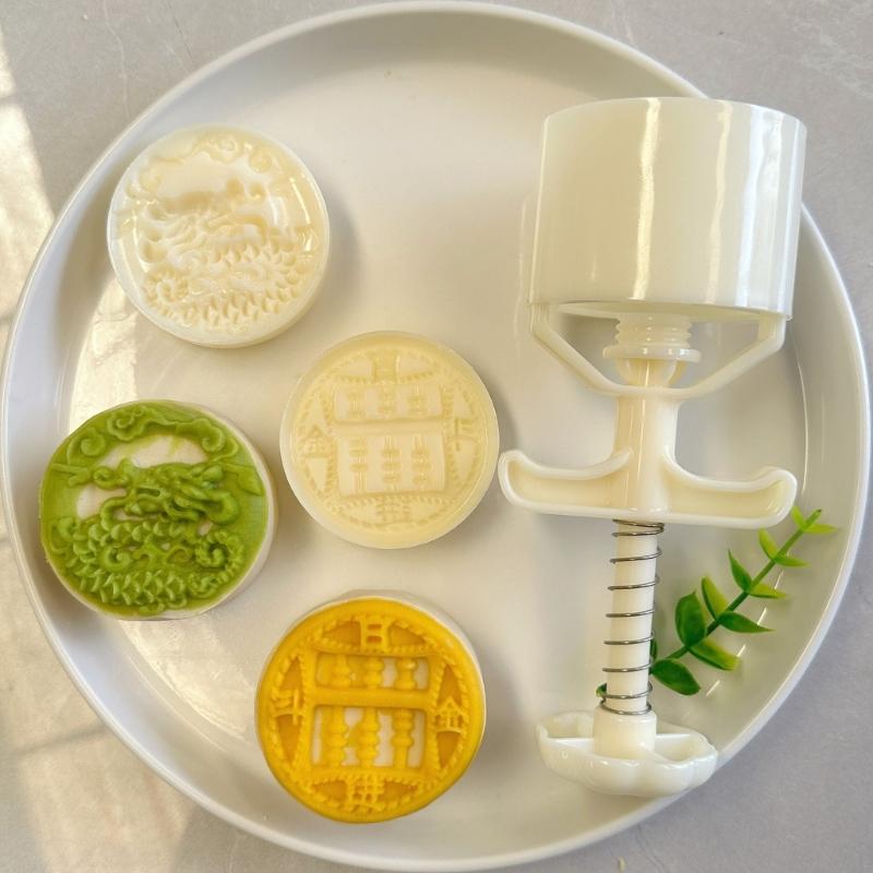 Chinese Pastries Cookie Stamp Hand Pressed Mooncakes Mold Festival Cake Molds Dessert ABS Moulds for Cooking Lover