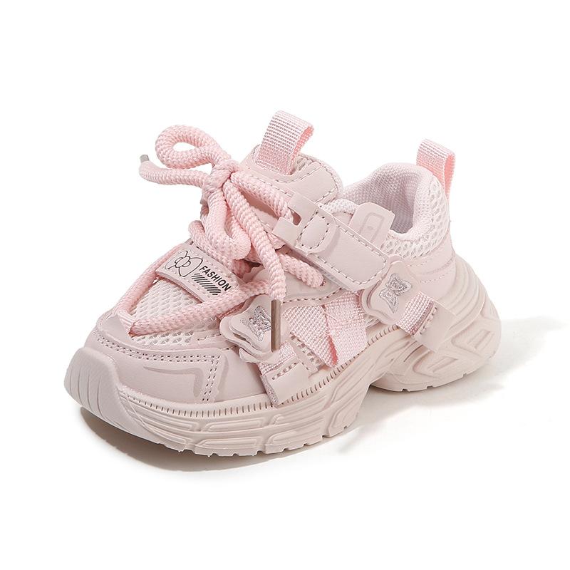 Girls Mesh Breathable Chunky Sneakers Lightweight Sweet Casual Shoes For Kindergarten Spring Autumn Outdoor Running Trainers
