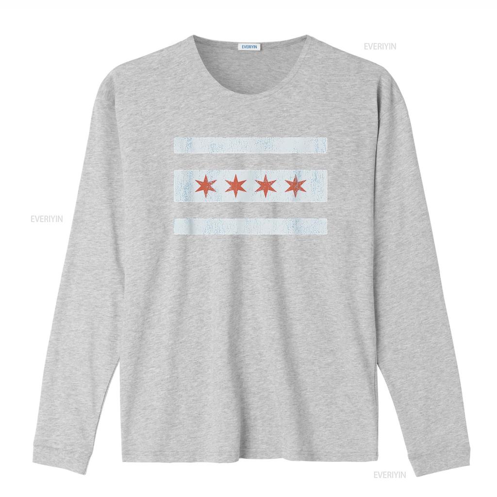 Vintage Chicago Flag T Shirt Souvenir Women vintage Washed Versatile Casual fashion streetwear designer clothes Breathable
