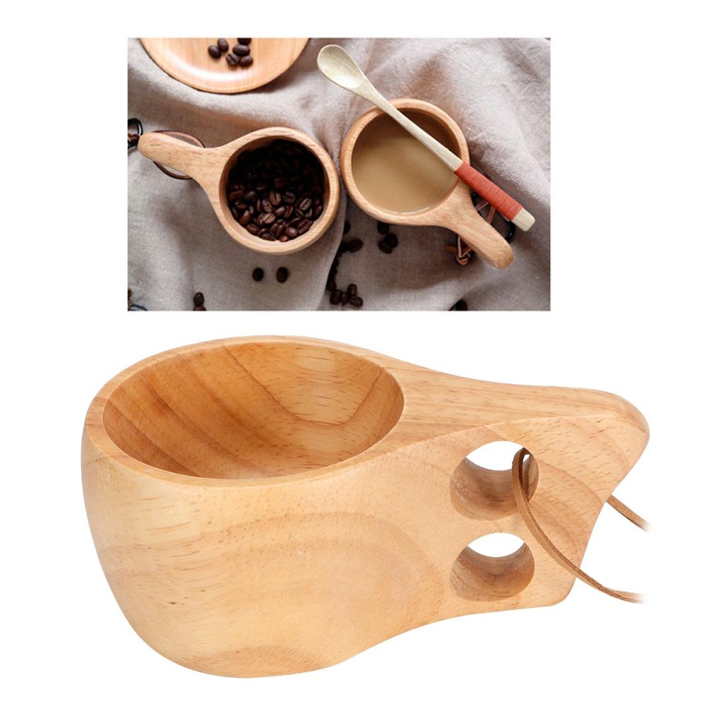 Wooden Milk Cup Smooth Handle Cup Comfortable Grip Salad Mug Table Use