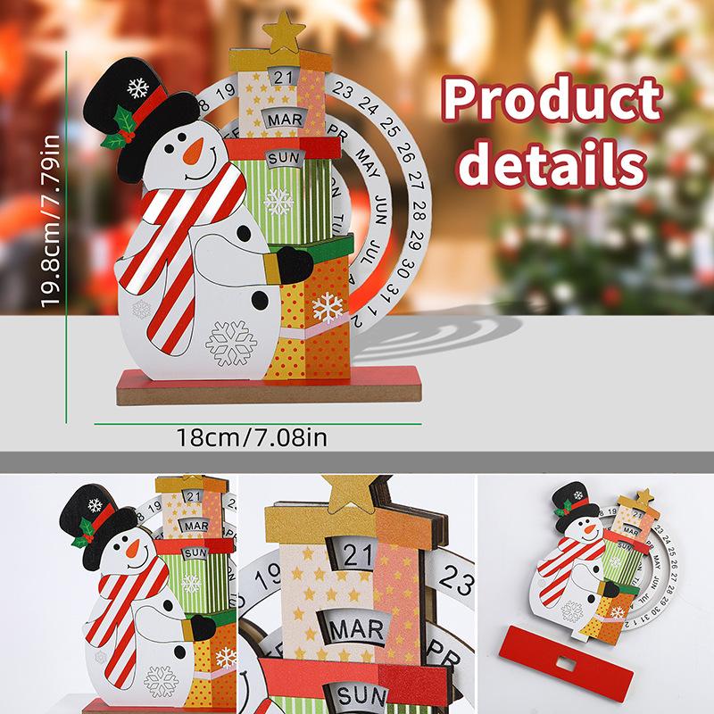 Weihnachts-Countdown, Manueller Kalender, Dekorationen, Anhänger aus Holz, Ornamente, Weihnachtsmann, Kreisförmig