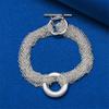 925 sterling silver 8-inch exquisite woven circular bracelet, fashionable men's and women's party jewelry, wedding accessories