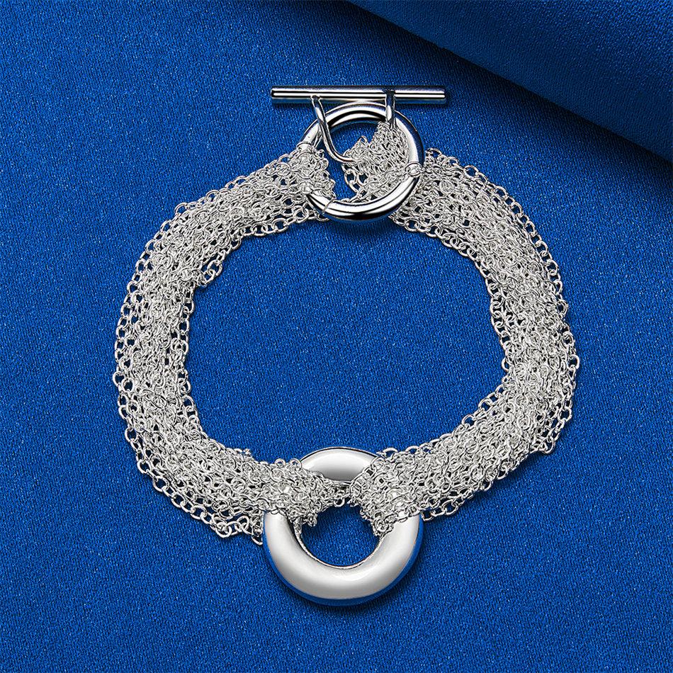 925 sterling silver 8-inch exquisite woven circular bracelet, fashionable men's and women's party jewelry, wedding accessories