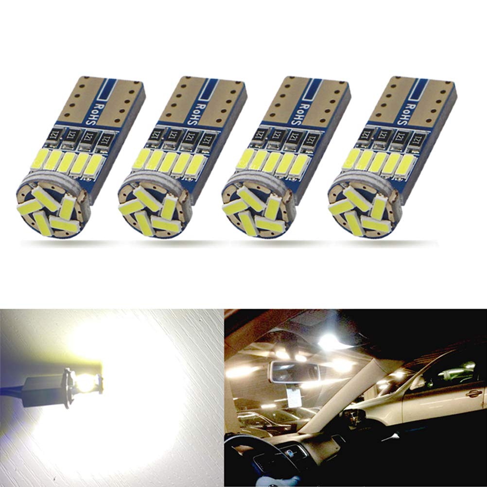 

T10 LED Белый Габаритный свет, Совместимый с техосмотром автомобиля, Встроенный канселлер, Неполярный, Высокая яркость, Чипы 4014, белый