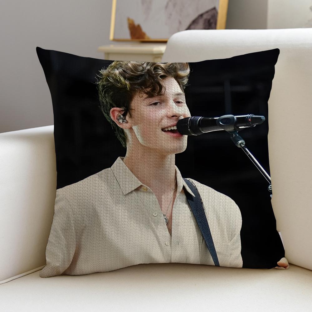 Charming SShawn MendesS Cushion Cover Breathable and skinfriendly linen pillowcase square removable and washable cushion
