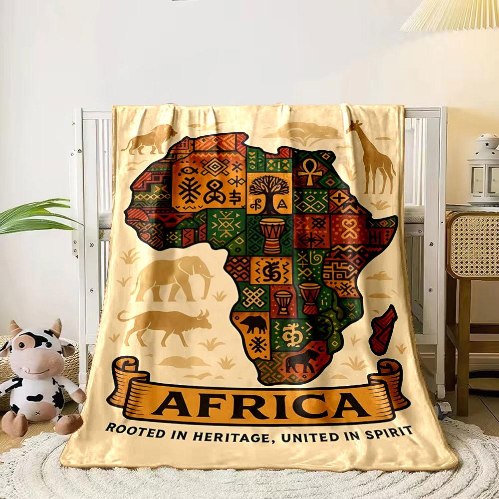 

African map filled with traditional symbols, patterns, and cultural motifs. for all seasons blanket lunch break throw gift 80cm x 120cm