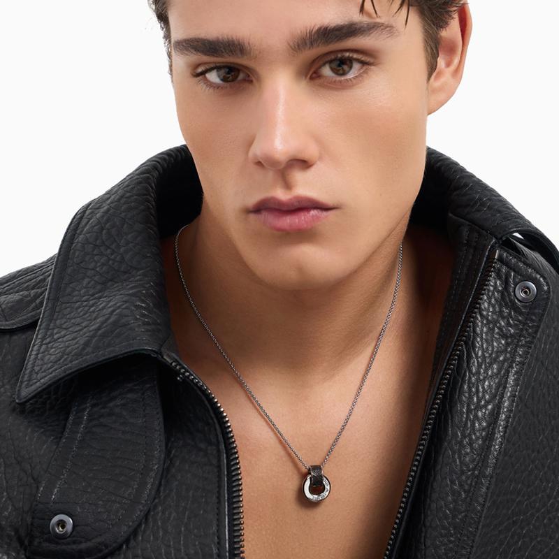Emporio Armani Logo Decorated Versatile Stainless Steel Necklace Men Necklace Silver EGS3134040