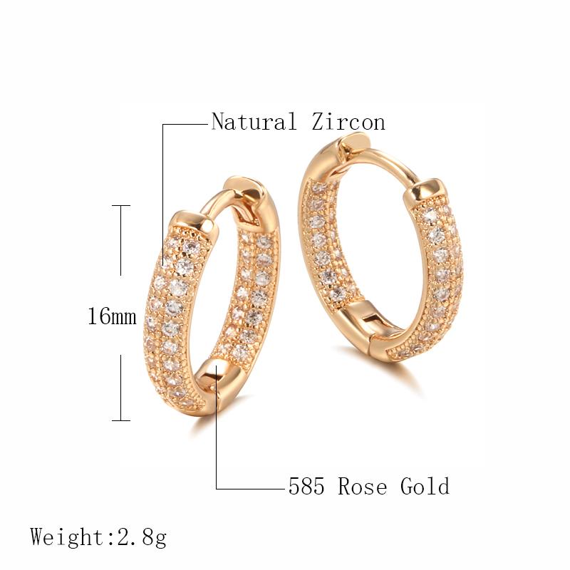 Fashion Natural Zircon Stud Earrings For Women  Rose Gold Color Classic Cute Engagement Earrings Fine Jewelry