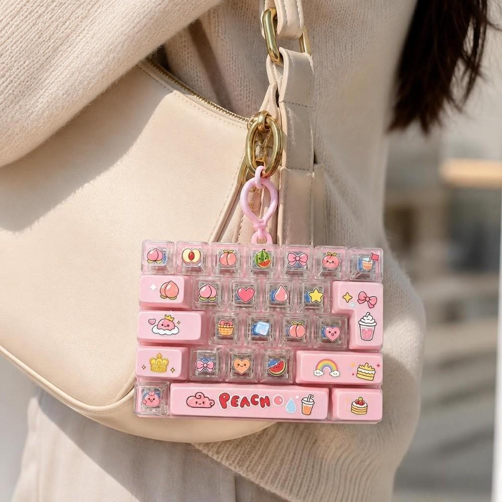Transparent Dual-Tone Mini Keyboard Pendant 26-Key Keyboard Keychain Kids Bag Pendant